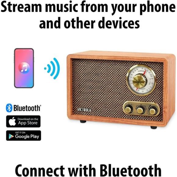 Retro Wood Bluetooth Radio with Built-in Speakers, Elegant & Vintage Design - Picture 2 of 5